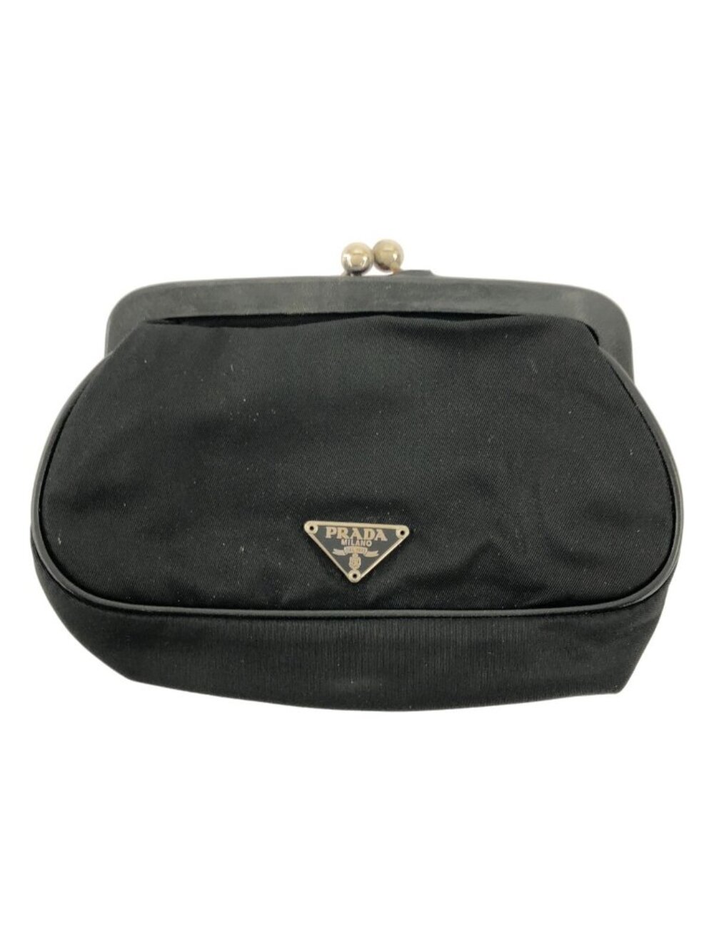 Prada Nylon Kiss Lock Pouch Coin Purse Black